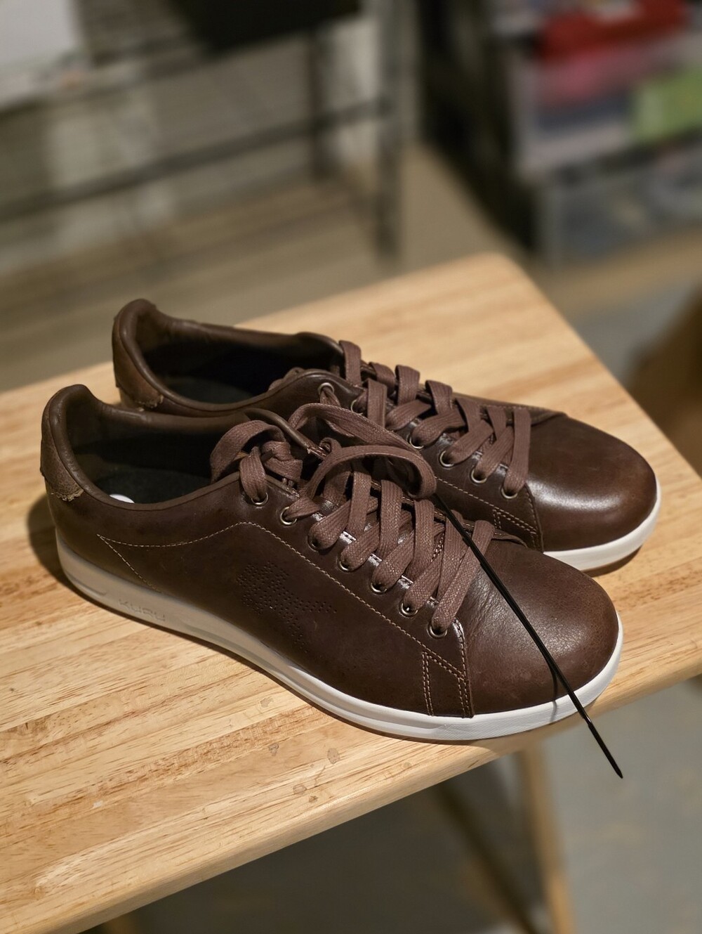 KURU Men's Brown Leather Sneakers with White Sole